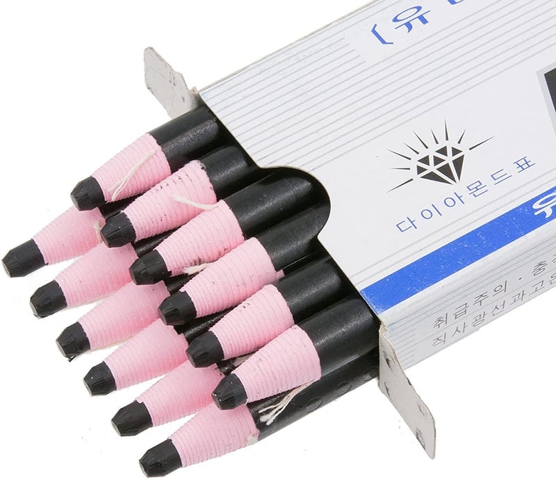 LENITH Korean Glass Markers Grease Pencils Peel-Off Type Grease Pencils China and Porcelin Marker/Wax pencil for Vinyl, Metal, Skin, Paper, window glass, Checking Markers (12 Pencils) Color:Black - Image 4